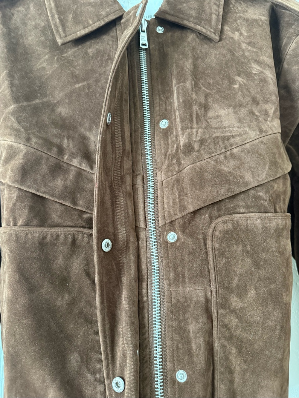 Avec Les Filles Faux Suede Layered Bomber Jacket size Medium Brunette - Picture 7 of 12